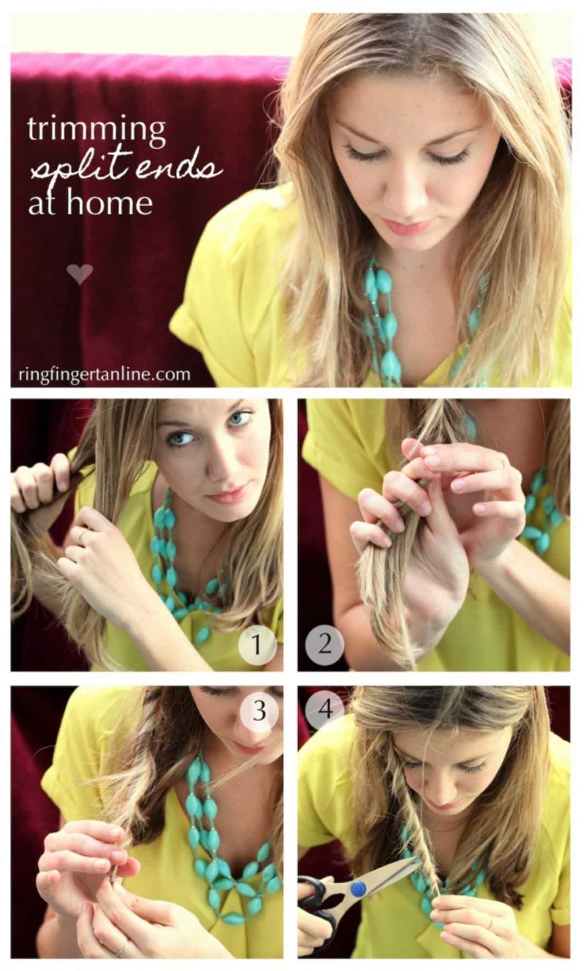 Easy Method for Getting Rid of Split Ends collage.