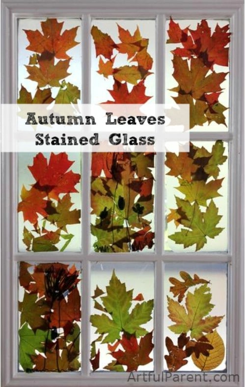 Autumn Leaf Stained Glass - 15 Fabulous Fall Leaf Crafts for Kids