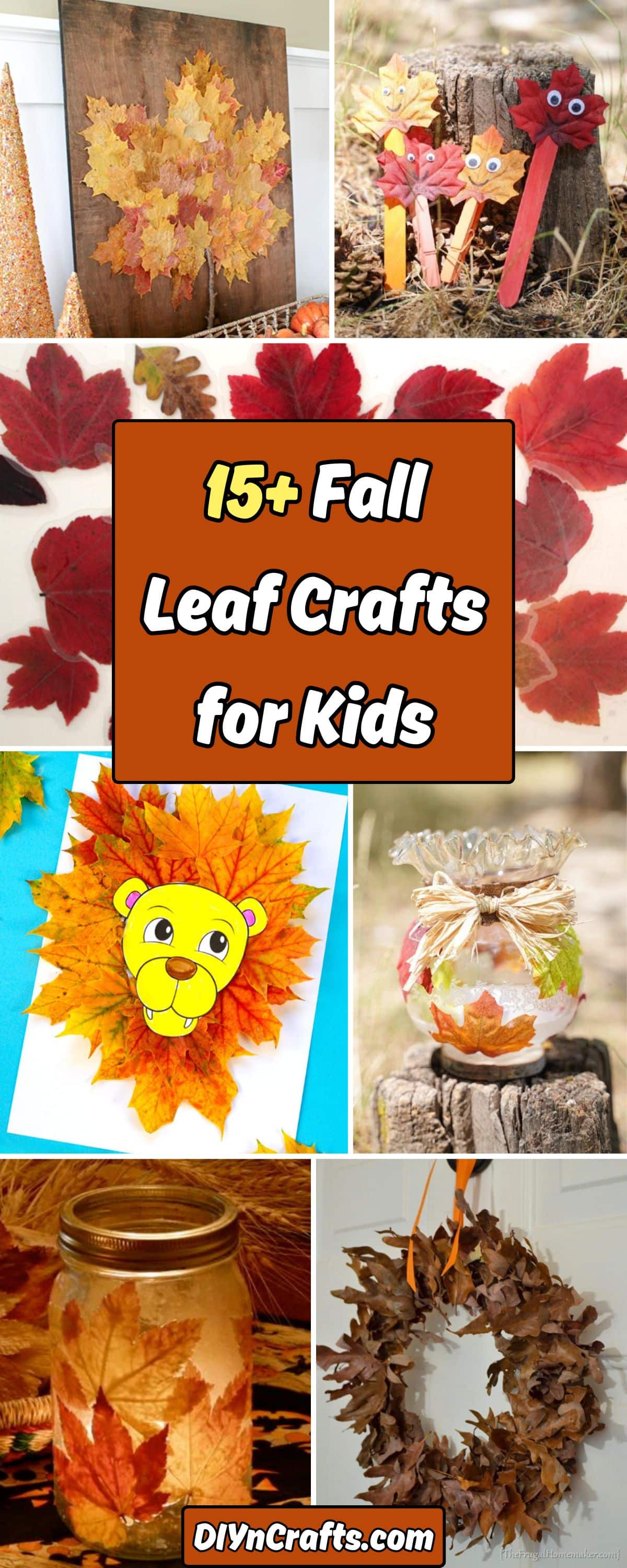 15+ Fabulous Fall Leaf Crafts for Kids collage.