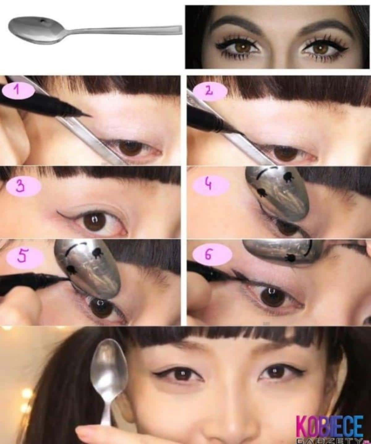 Get Winged Shape Eye Liner with a Spoon collage.