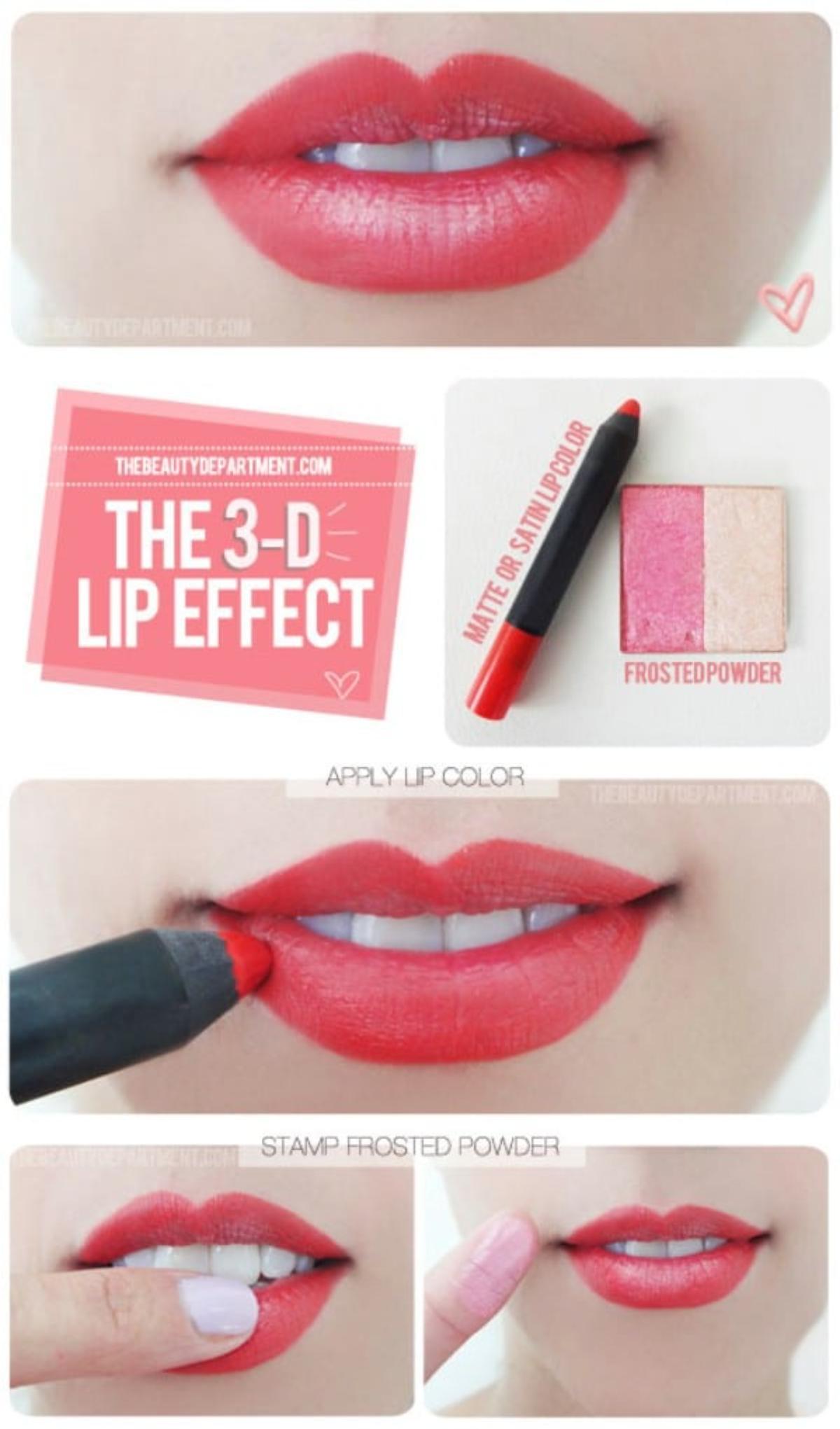 Get Fuller Lips with Eye Shadow collage.