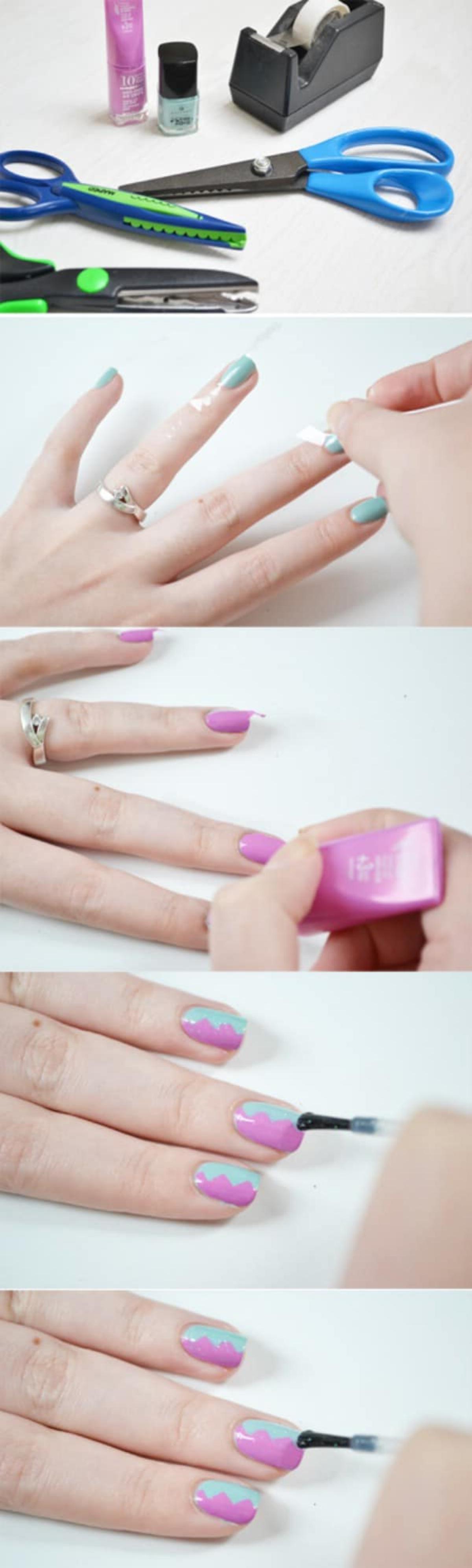 How to make Easy Two-Toned Nails collage.