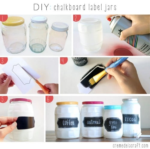 Label Jars with Chalkboard Paint - 20 of the Most Adorable DIY Kitchen Projects You’ve Ever Seen