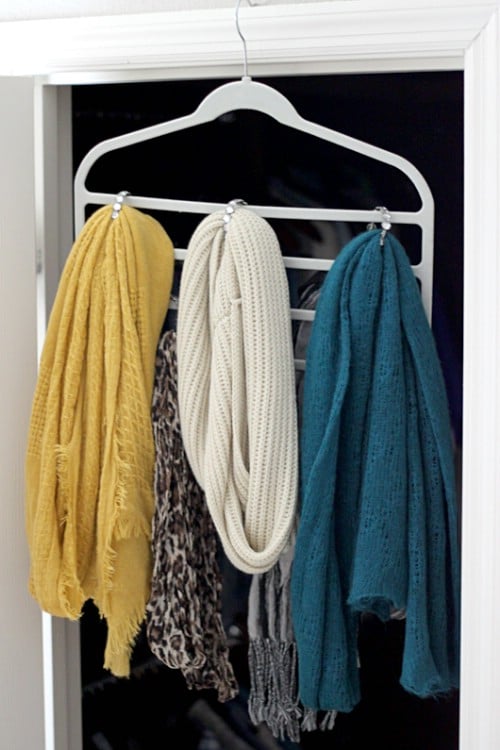 Hanging Scarf Organizer - 20 Creative Ways to Organize and Decorate with Hangers