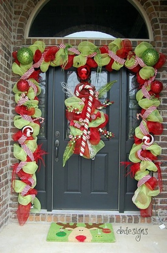 Candy Canes - 60 Beautifully Festive Ways to Decorate Your Porch for Christmas