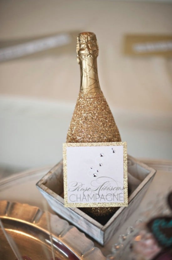 Decorate a Champagne Bottle - 28 Fun and Easy DIY New Year’s Eve Party Ideas