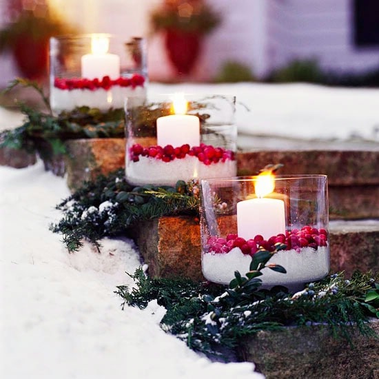 Cranberry Luminaries - 60 Beautifully Festive Ways to Decorate Your Porch for Christmas