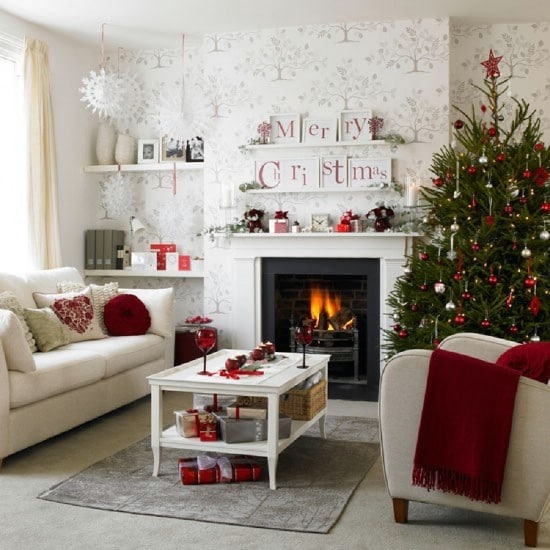 Bold Red - 30 Stunning Ways to Decorate Your Living Room This Christmas