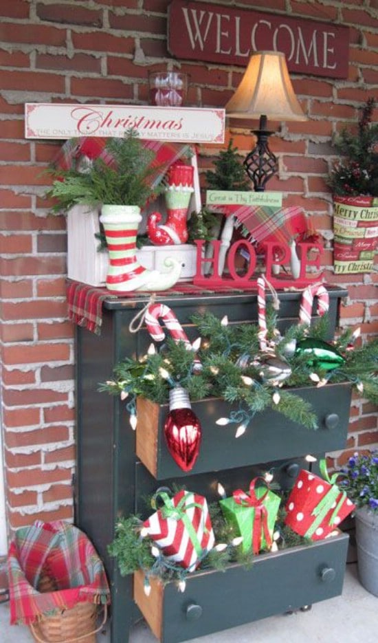 Use a Dresser - 60 Beautifully Festive Ways to Decorate Your Porch for Christmas