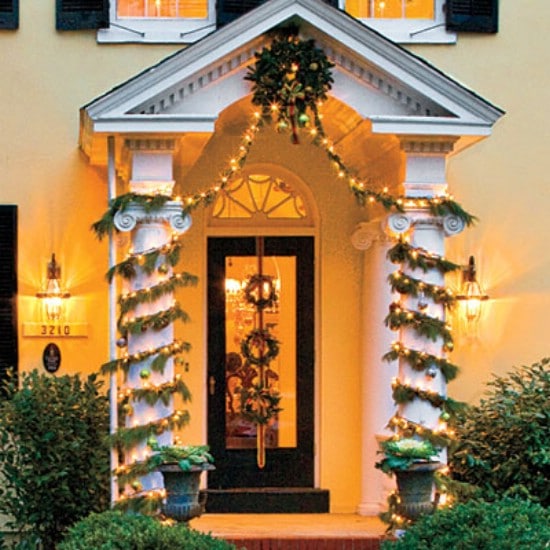 Wrapped Columns - 60 Beautifully Festive Ways to Decorate Your Porch for Christmas