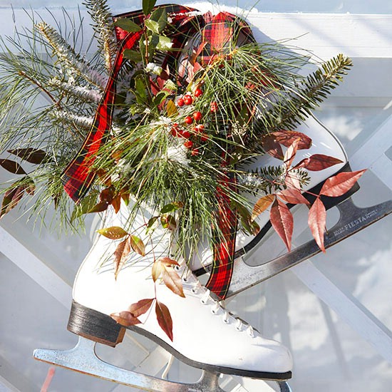 Ice Skates - 60 Beautifully Festive Ways to Decorate Your Porch for Christmas