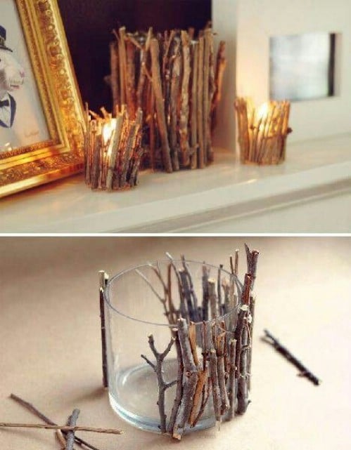 Twig Candle Holders - 40 Rustic Home Decor Ideas You Can Build Yourself