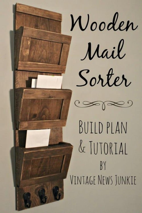 Wooden Mail Sorter - 40 Rustic Home Decor Ideas You Can Build Yourself