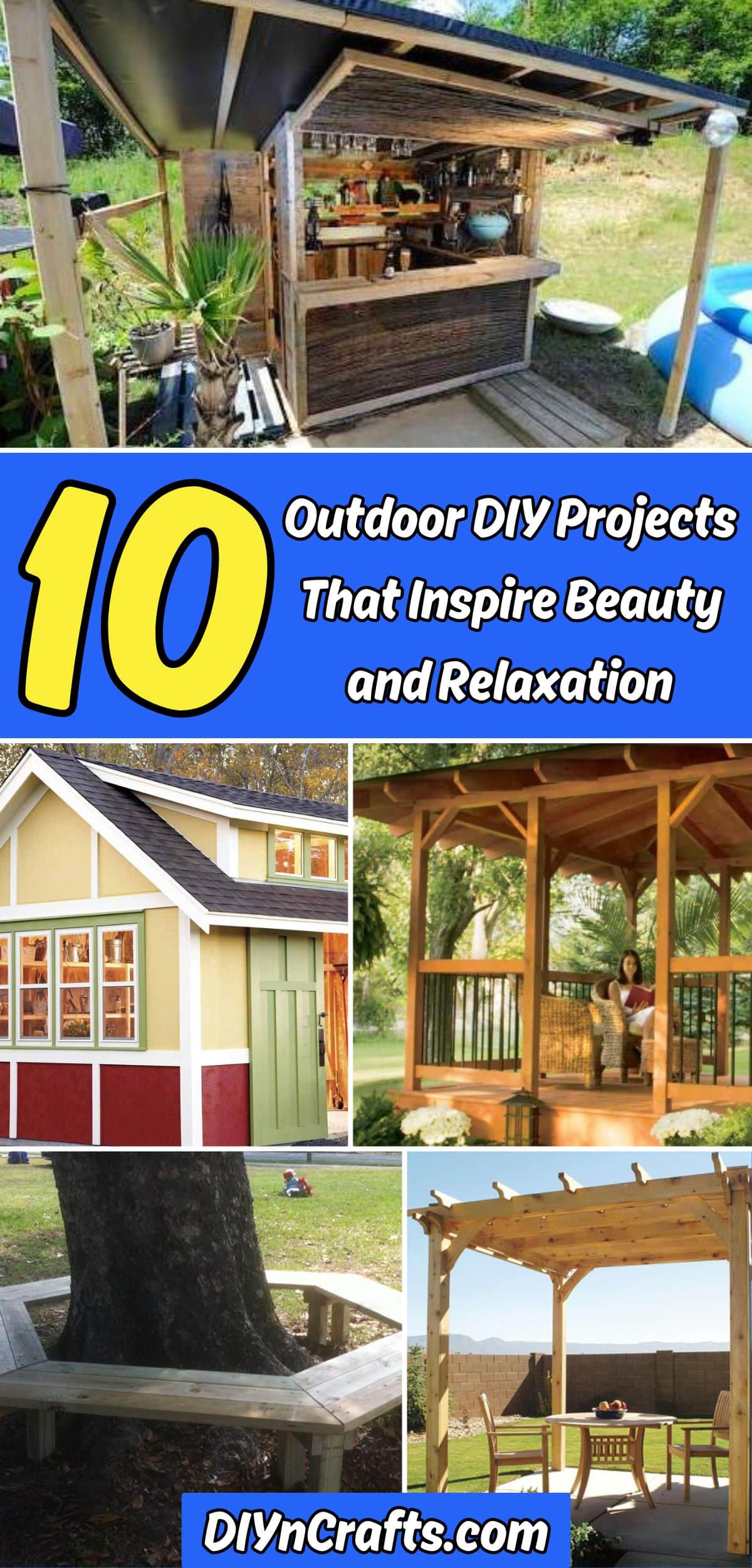 10 Outdoor DIY Projects That Inspire Beauty and Relaxation collage.