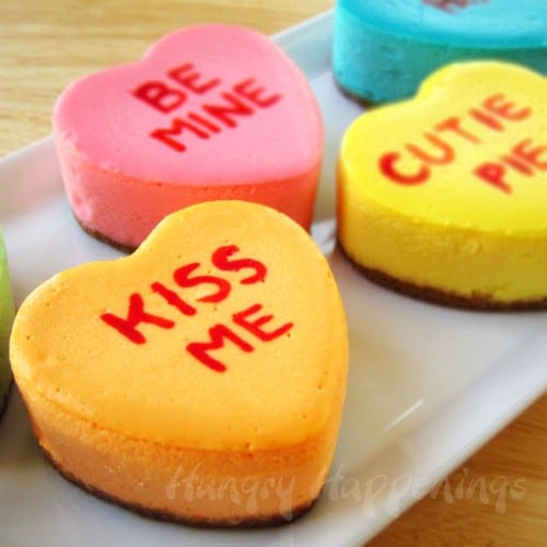 Conversation Heart Cheesecakes - 20 Tasty and Romantic Valentine’s Day Treats You Will Love