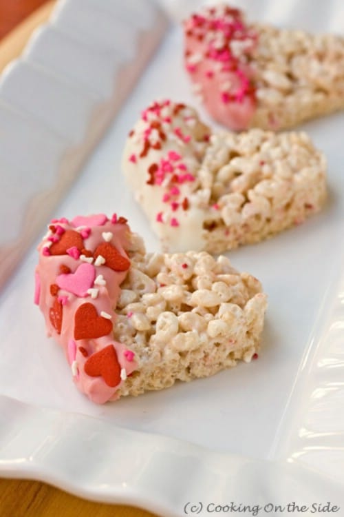 Heart Shaped Rice Krispie Treats - 20 Tasty and Romantic Valentine’s Day Treats You Will Love