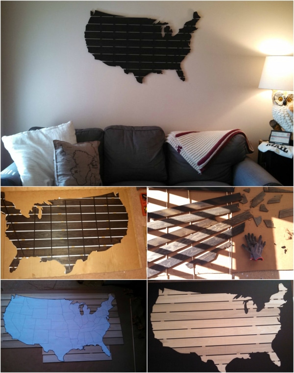Beautiful DIY Wooden USA Wall Map