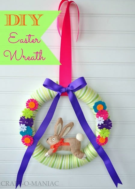 Yarn Covered Wreath - 40 Creative DIY Easter Wreath Ideas to Beautify Your Home