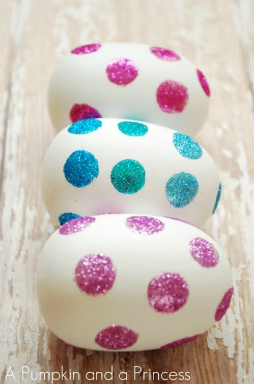 Glitter Dot Easter Eggs - 80 Creative and Fun Easter Egg Decorating and Craft Ideas