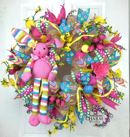 Deco Mesh Wreath - 40 Creative DIY Easter Wreath Ideas to Beautify Your Home