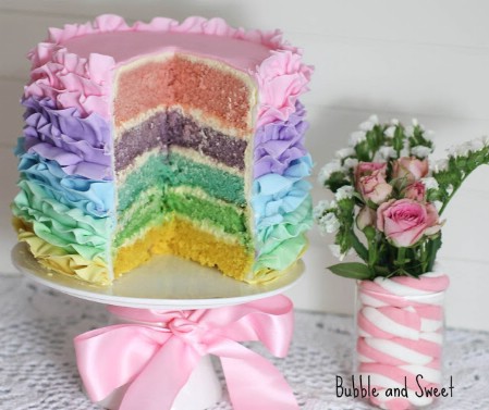 Pastel Rainbow Ruffle Cake - 100 Easy and Delicious Easter Treats and Desserts