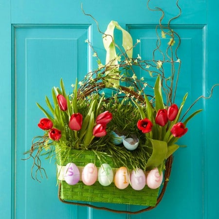 Easter Basket Wreath - 40 Creative DIY Easter Wreath Ideas to Beautify Your Home