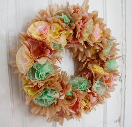 Cupcake Liner Wreath - 40 Creative DIY Easter Wreath Ideas to Beautify Your Home