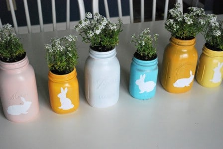 Easter Mason Jar Centerpiece - 40 Beautiful DIY Easter Centerpieces to Dress Up Your Dinner Table