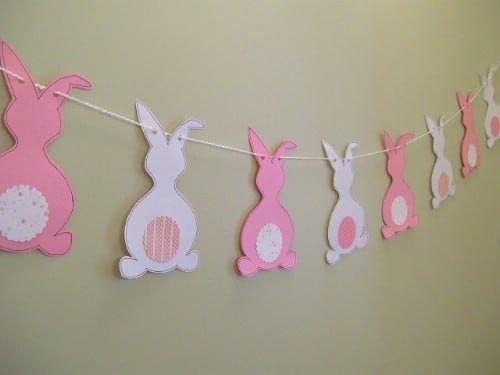 Easter Decor Festive Decoration Bunny Paper Banner Decoration Garland with Pom pom Easter Decoration