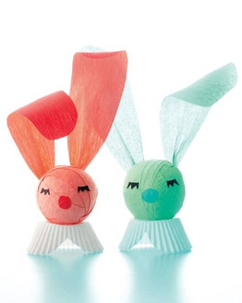 Crepe Paper Bunnies - 80 Fabulous Easter Decorations You Can Make Yourself