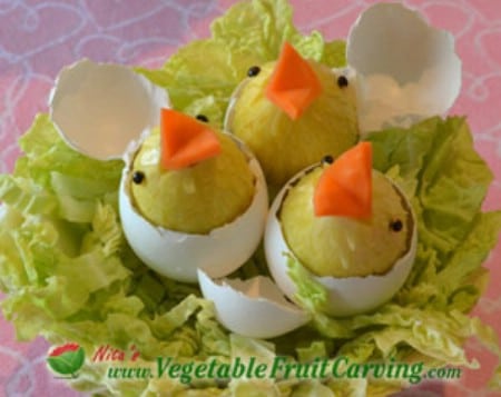 Cantaloupe Easter Bunny - 40 Beautiful DIY Easter Centerpieces to Dress Up Your Dinner Table