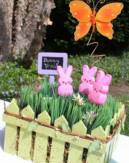 Peeps Garden Centerpiece - 40 Beautiful DIY Easter Centerpieces to Dress Up Your Dinner Table