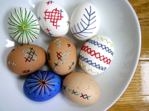 Embroidered Easter Eggs - 80 Creative and Fun Easter Egg Decorating and Craft Ideas