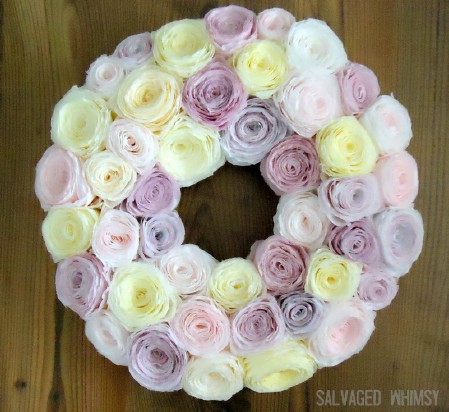 Rolled Paper Flower Wreath - 40 Creative DIY Easter Wreath Ideas to Beautify Your Home