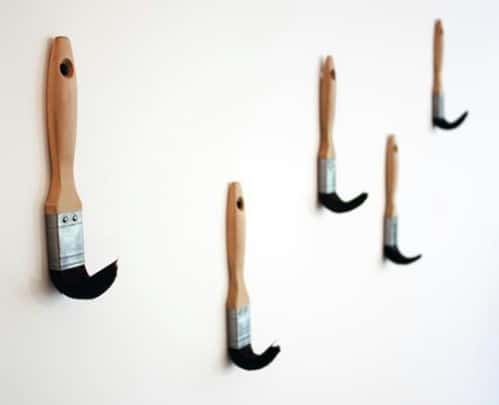 Paint Brush Hooks - 15 Unusual and Creative Repurposed Wall Hooks