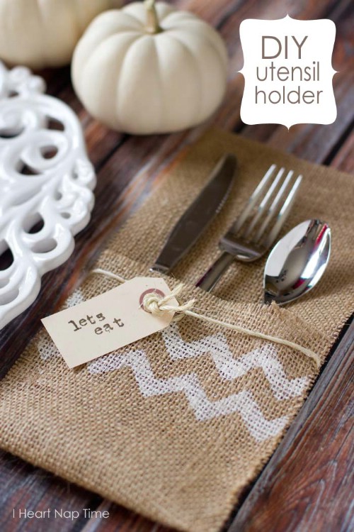 Burlap Utensil Holders