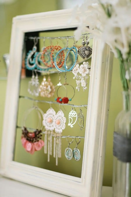 Turn A Broken Picture Frame Into An Earring Holder