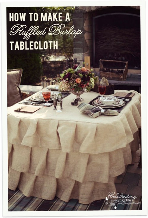 Ruffled Burlap Tablecloth