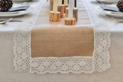 Burlap and Lace Table Runner