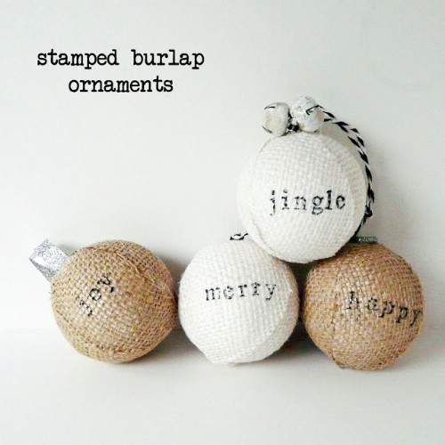 Stamped Burlap Ornaments