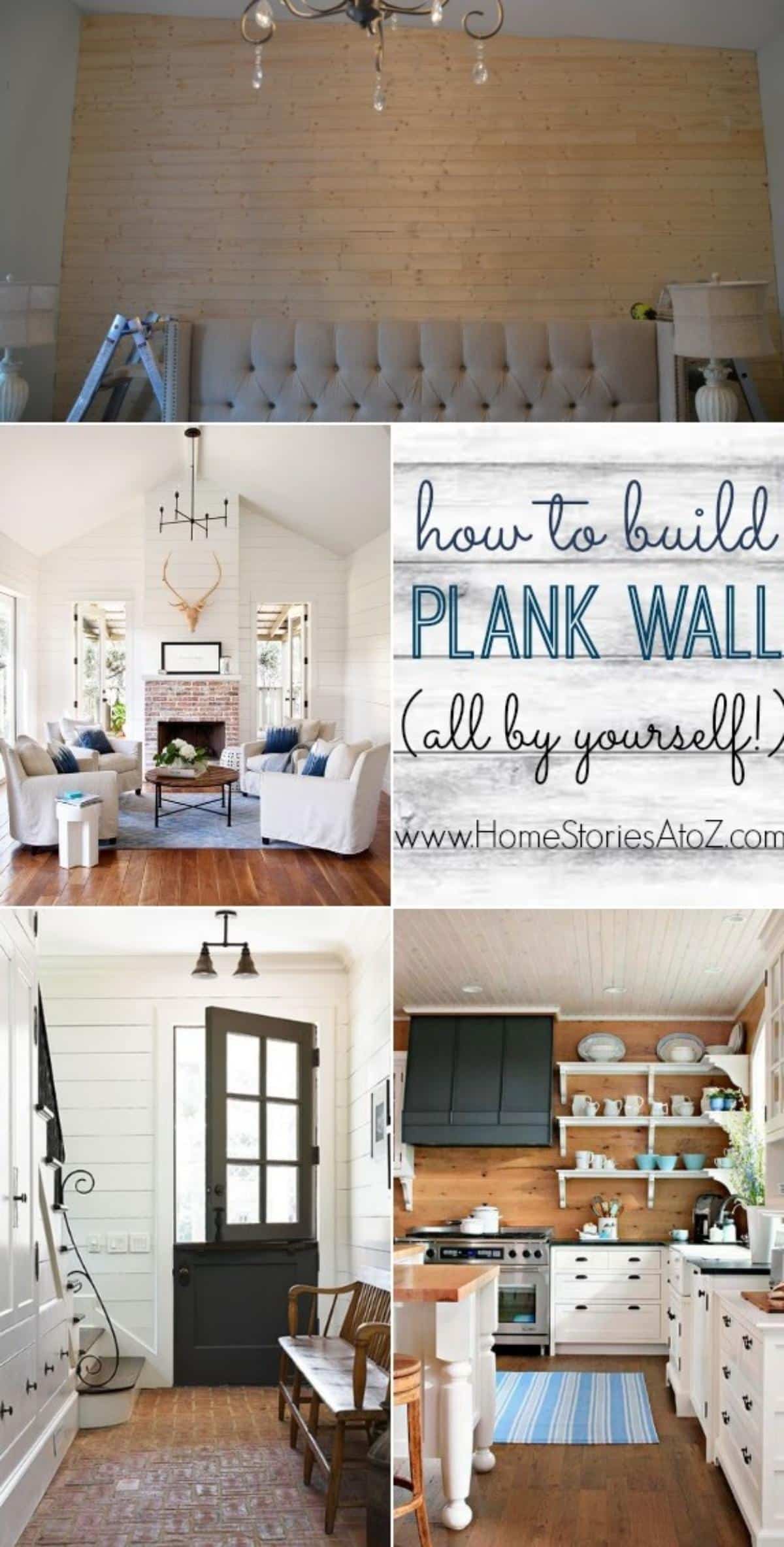 Tongue and Groove Plank Wall collage.