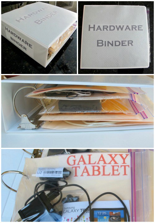 Hardware Binder – get those tangled cords in line