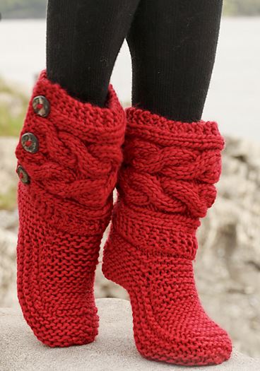 Little Red Riding Slippers By DROPS Design - Cutest Knitted DIY: FREE Pattern for Cozy Slipper Boots