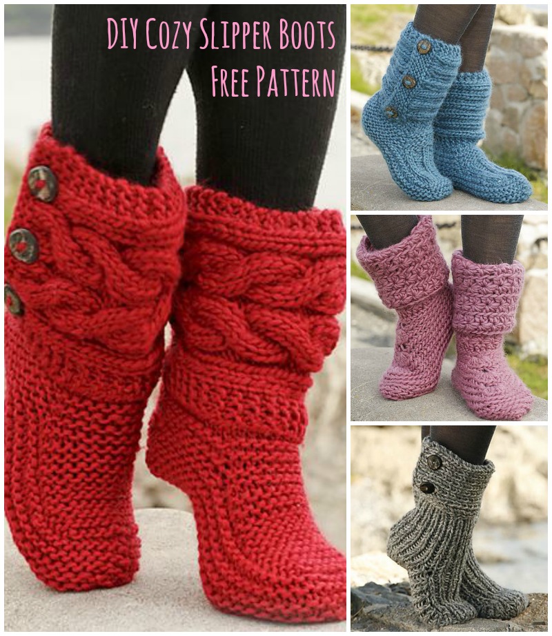 Cutest Knitted DIY FREE Pattern for Cozy Slipper Boots DIY & Crafts