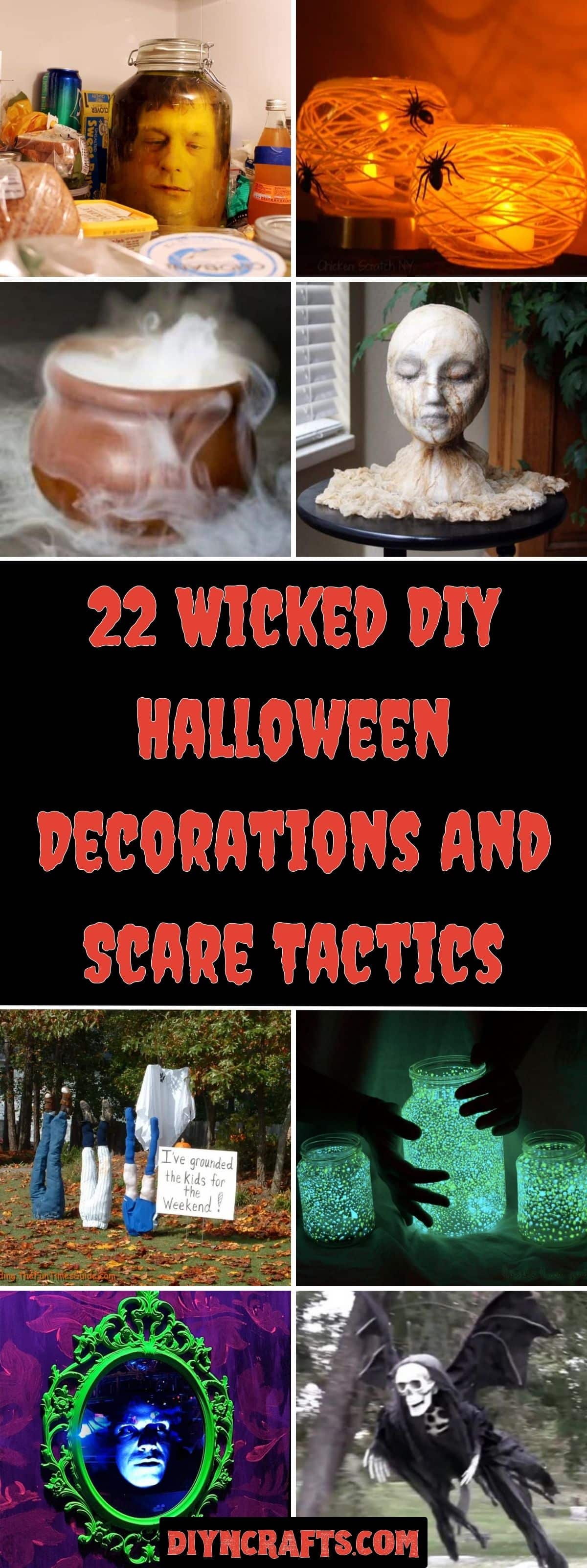 22 Wicked DIY Halloween Decorations And Scare Tactics collage.