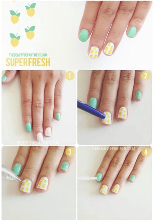 6 lemons cool nail art hack