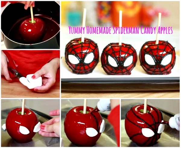 Yummy Homemade Spider-Man Candy Apples Your Kids Will Love