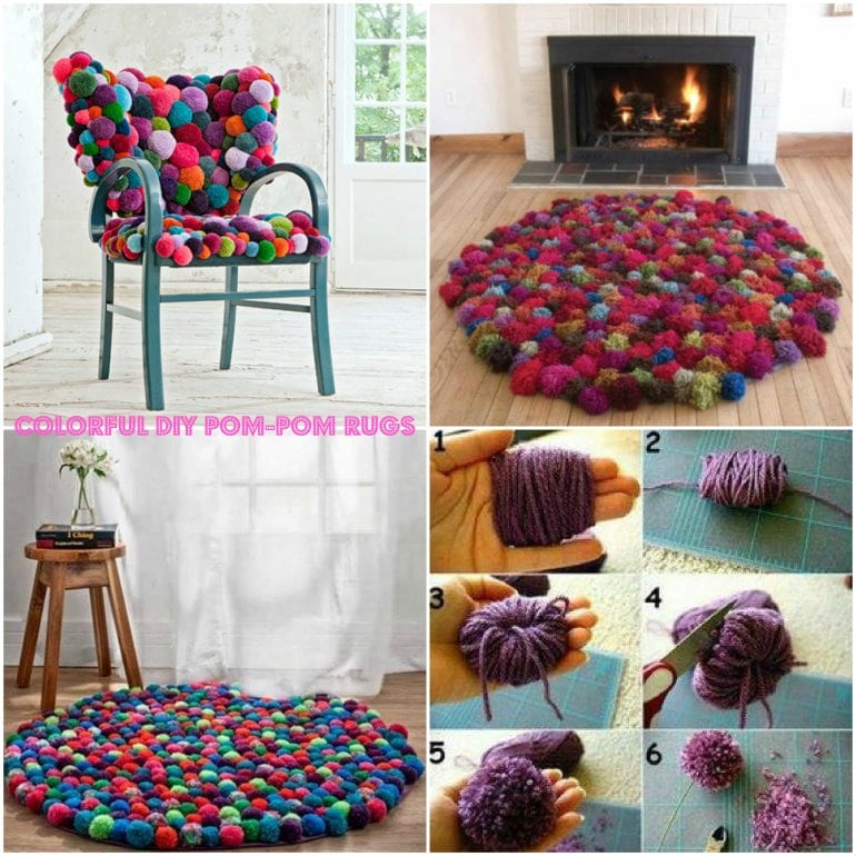 Colorful DIY Pom Pom Rug