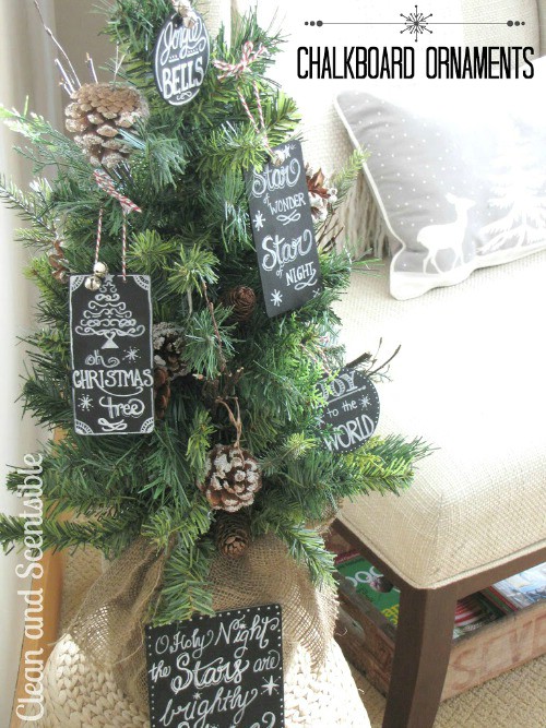 Chalkboard tree ornaments.