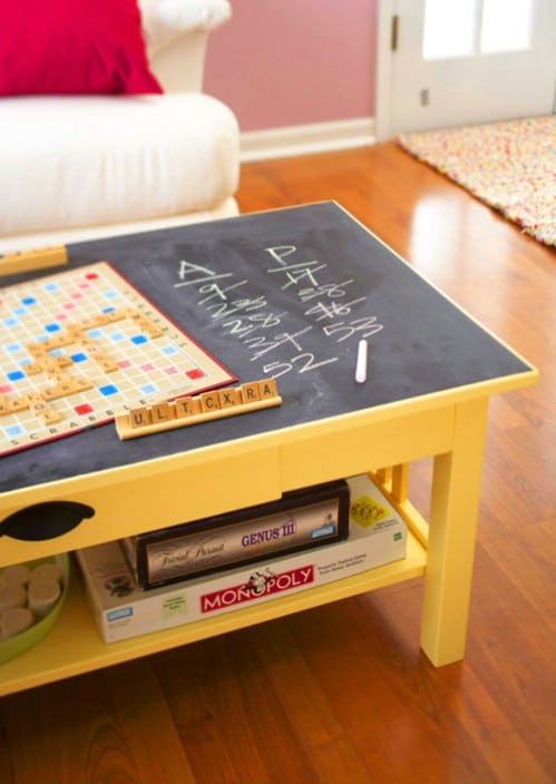 Chalkboard game table.